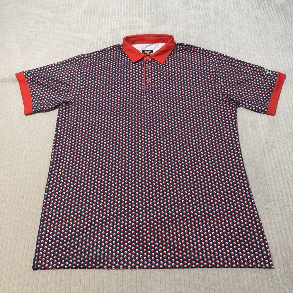 Waggle Polo Shirt Mens 2XL fishing bobber Print Golf Performance Stretch
